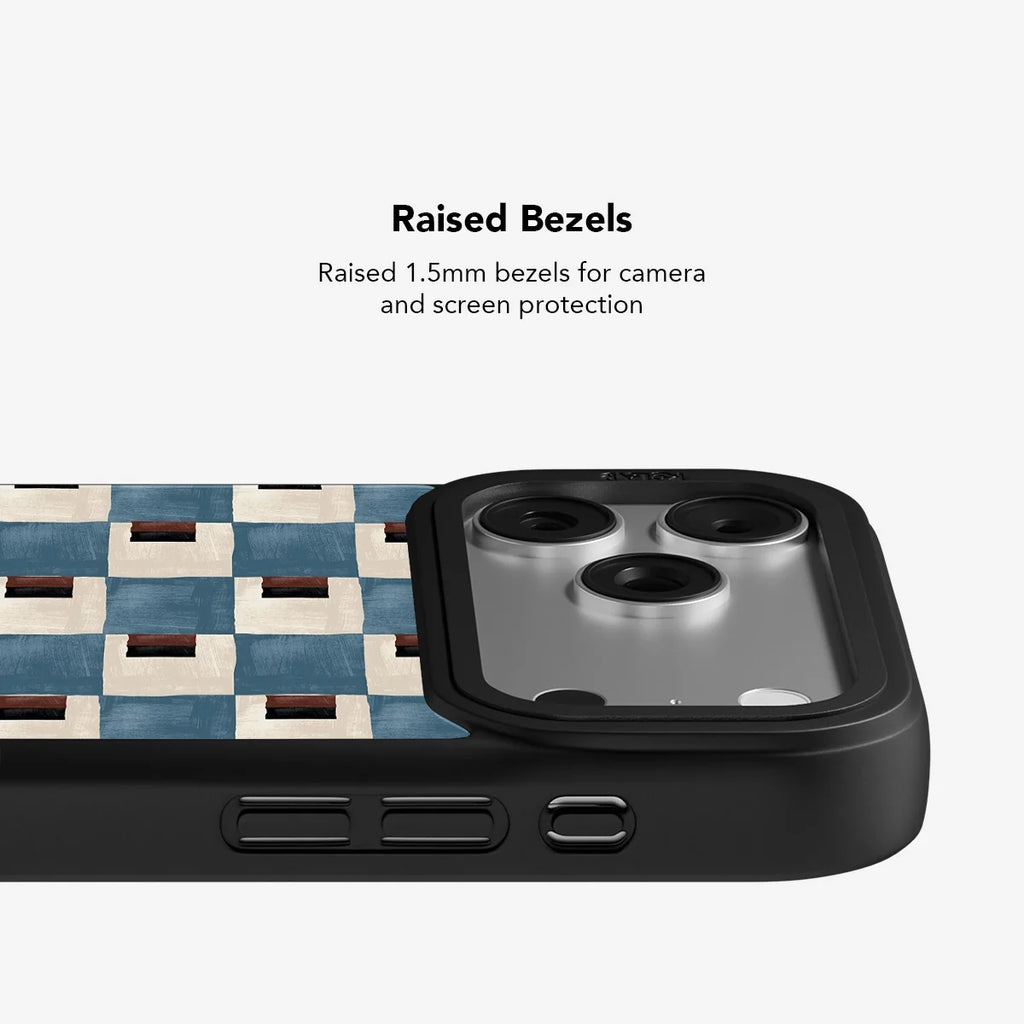 Terra Teal | Teal & Brown Checkered iPhone Case