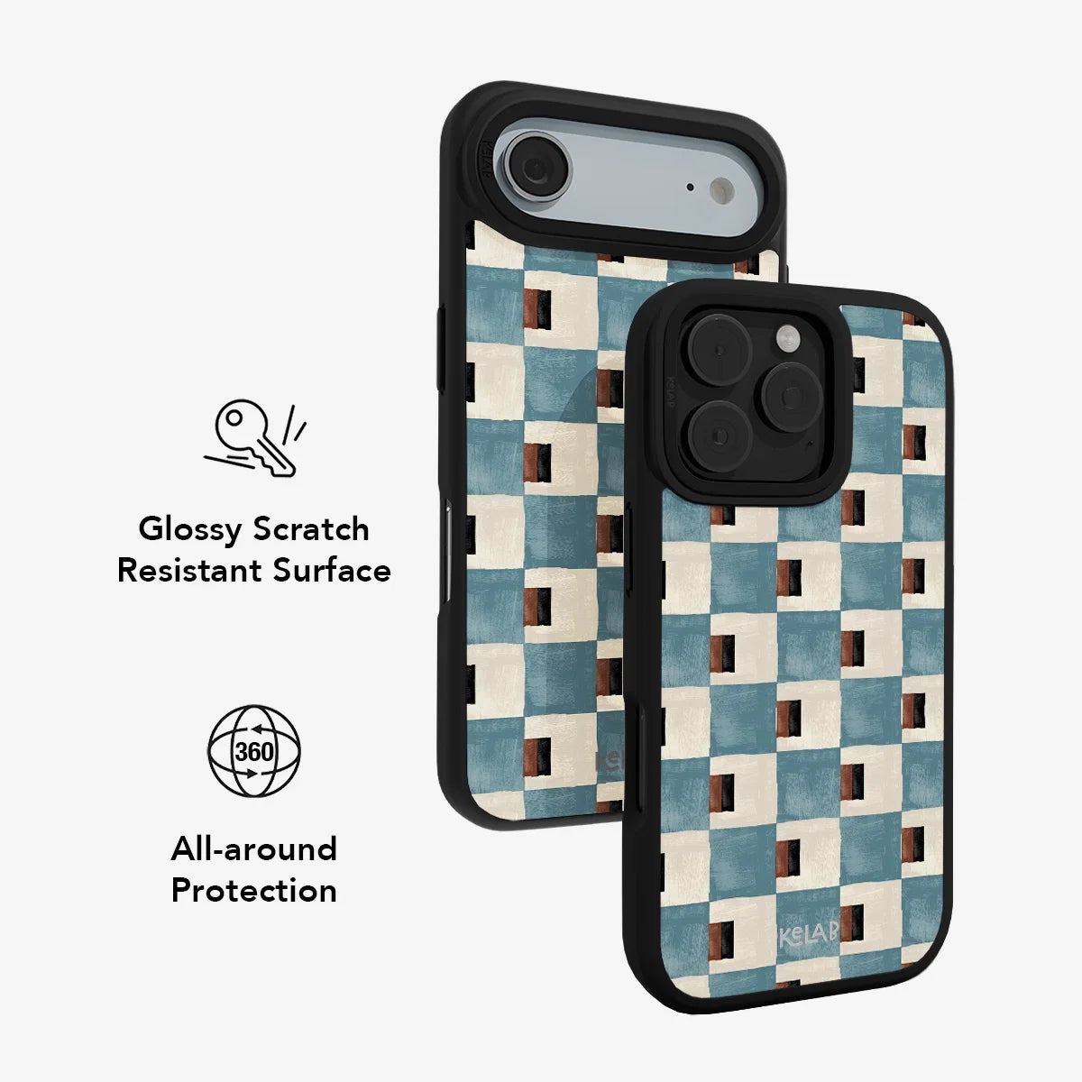 Terra Teal | Teal & Brown Checkered iPhone Case
