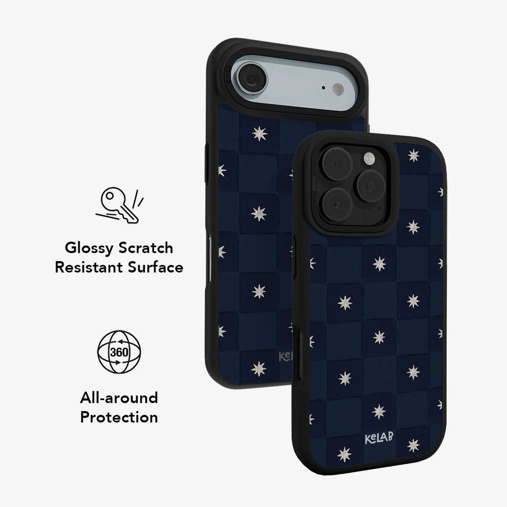 Celestial Check | Navy Checkered iPhone Case