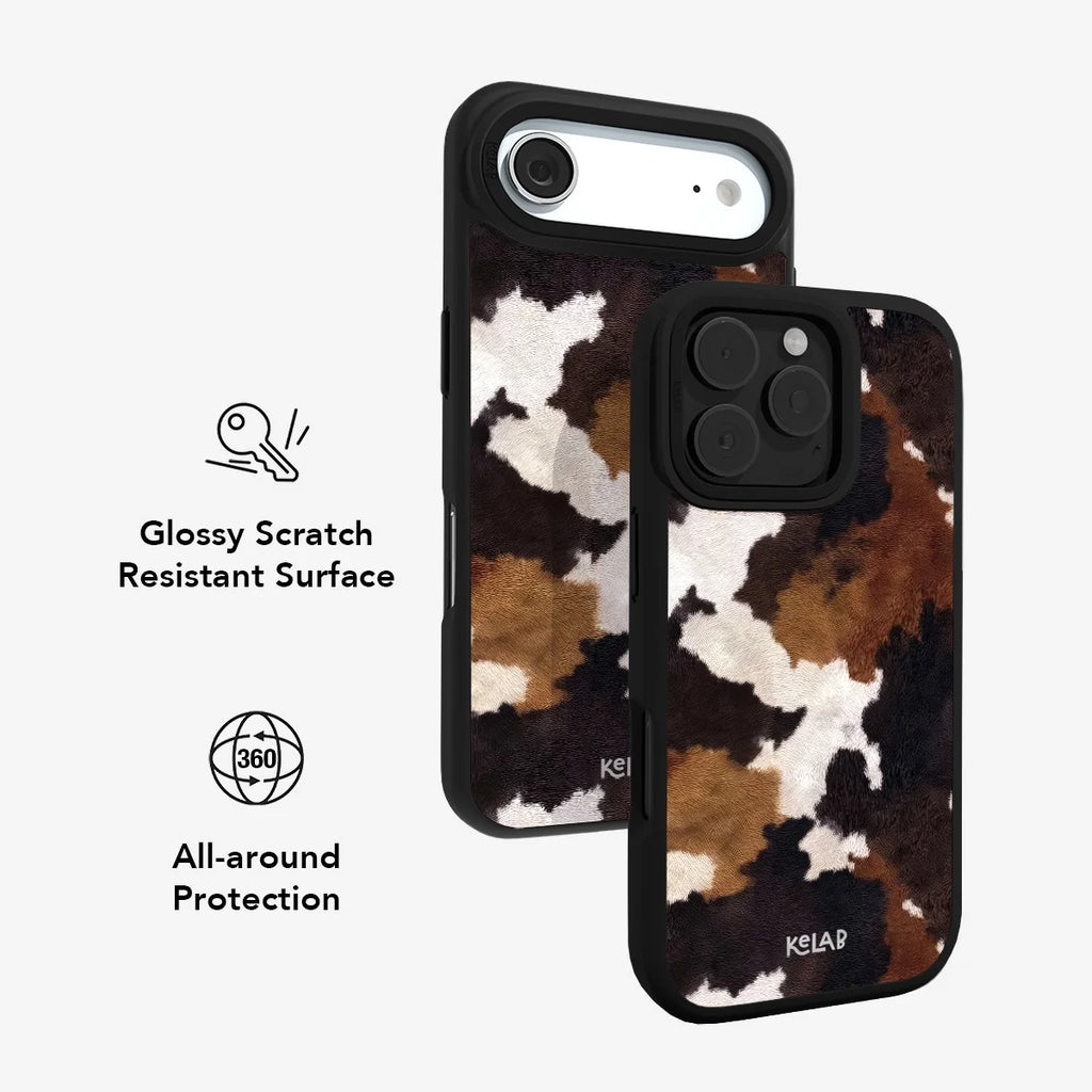 Cattle Drive | Brown & Black Cow Print iPhone Case