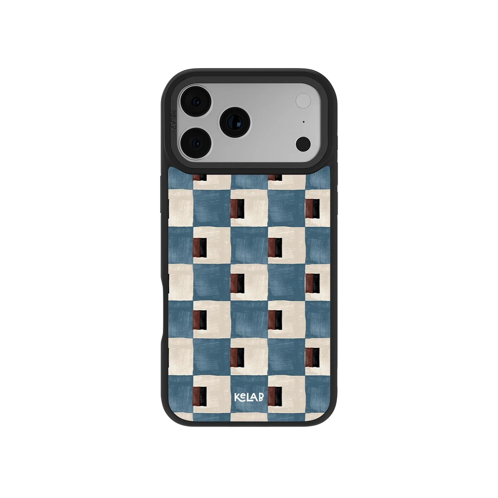 Terra Teal | Teal & Brown Checkered iPhone Case