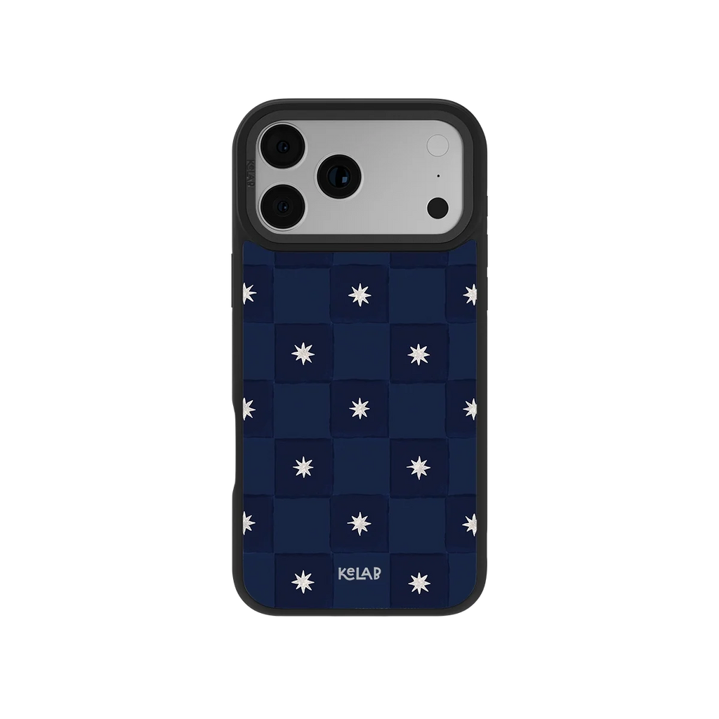Celestial Check | Navy Checkered iPhone Case