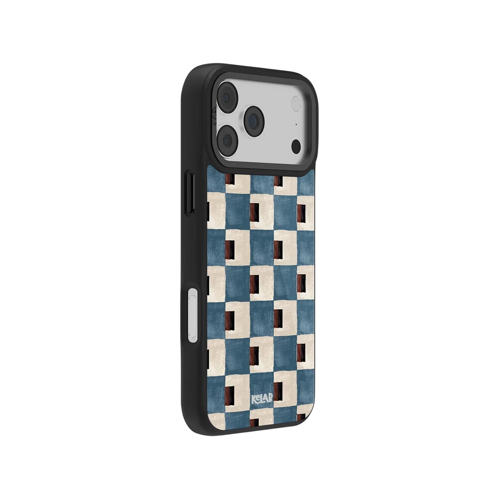 Terra Teal | Teal & Brown Checkered iPhone Case
