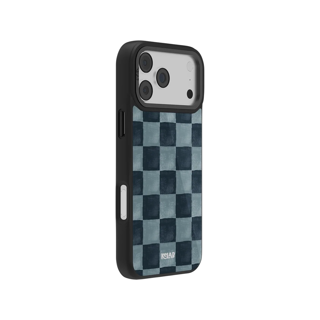 Marine Check | Navy Blue Checkered iPhone Case