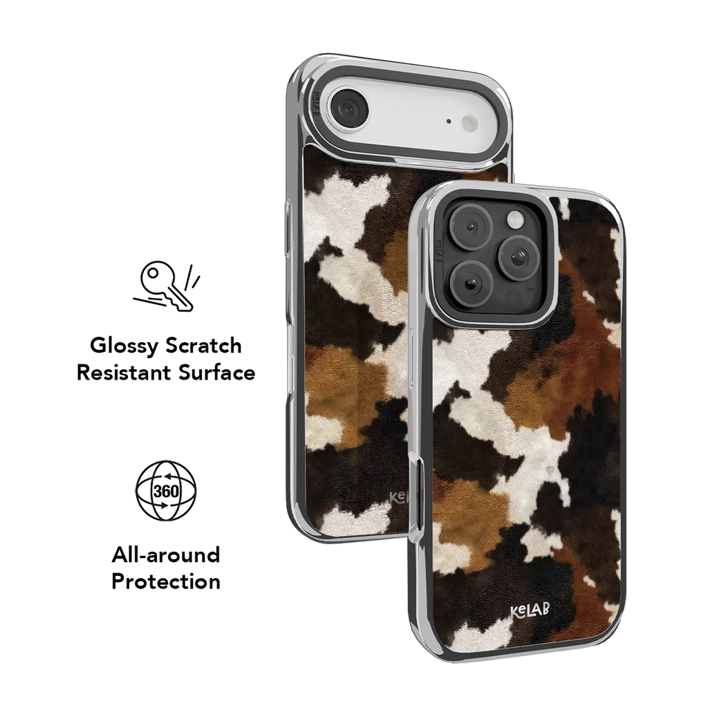 Cattle Drive | Brown & Black Cow Print iPhone Case