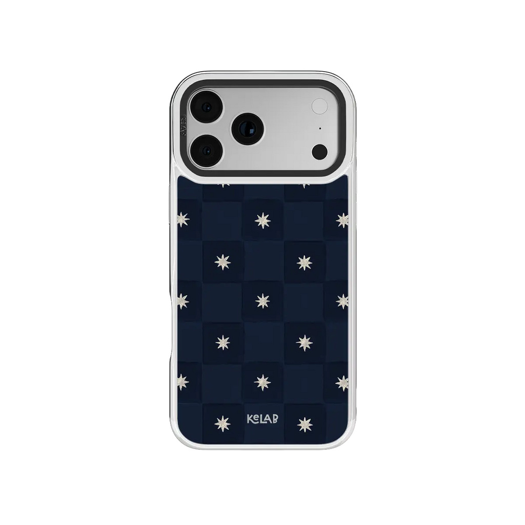 Celestial Check | Navy Checkered iPhone Case
