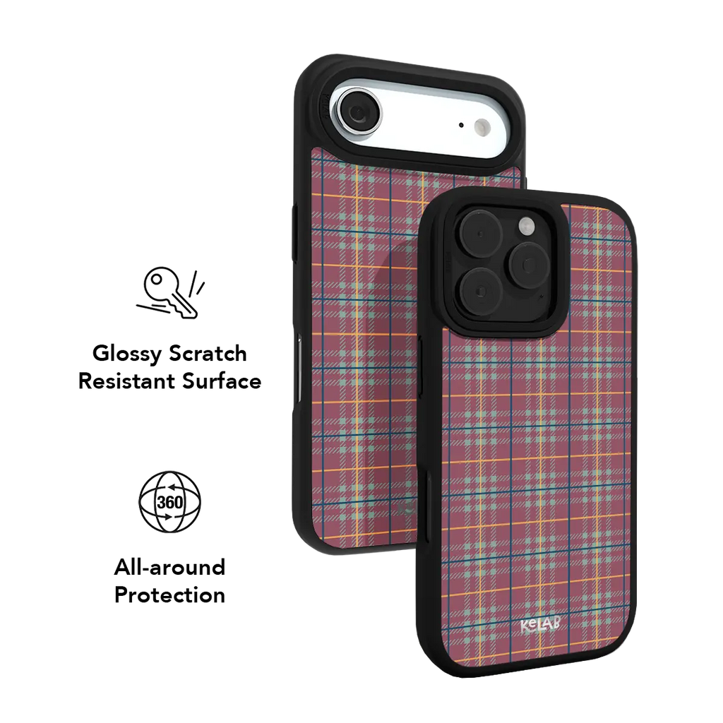 Mullberry Hue | Mauve & Teal Plaid iPhone Case
