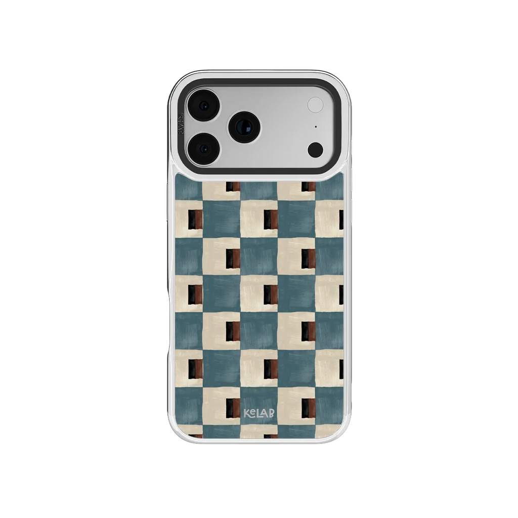 Terra Teal | Teal & Brown Checkered iPhone Case