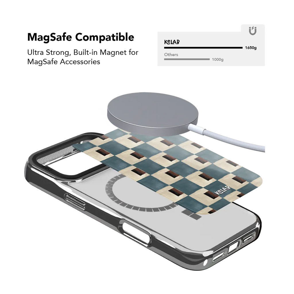Terra Teal | Teal & Brown Checkered iPhone Case