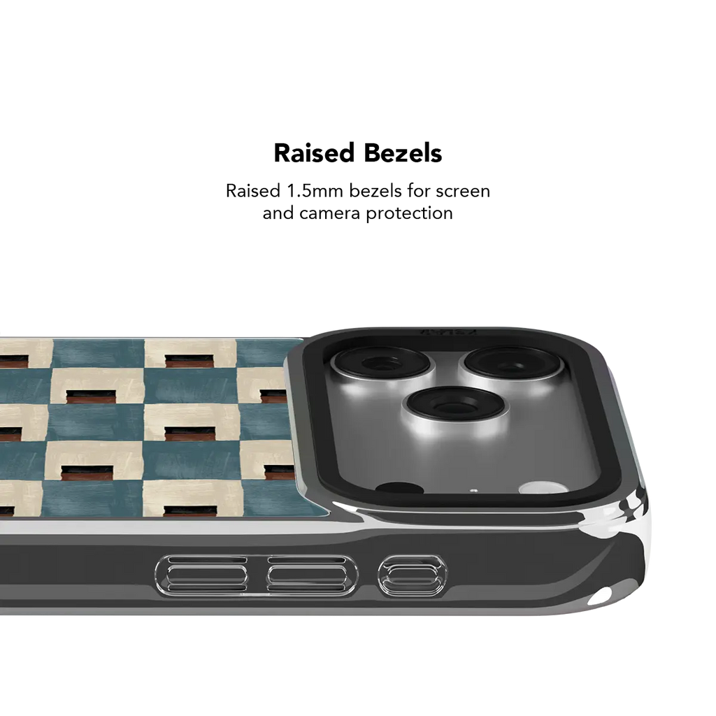 Terra Teal | Teal & Brown Checkered iPhone Case