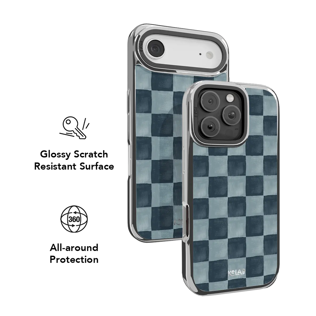 Marine Check | Navy Blue Checkered iPhone Case