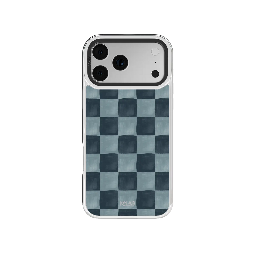 Marine Check | Navy Blue Checkered iPhone Case