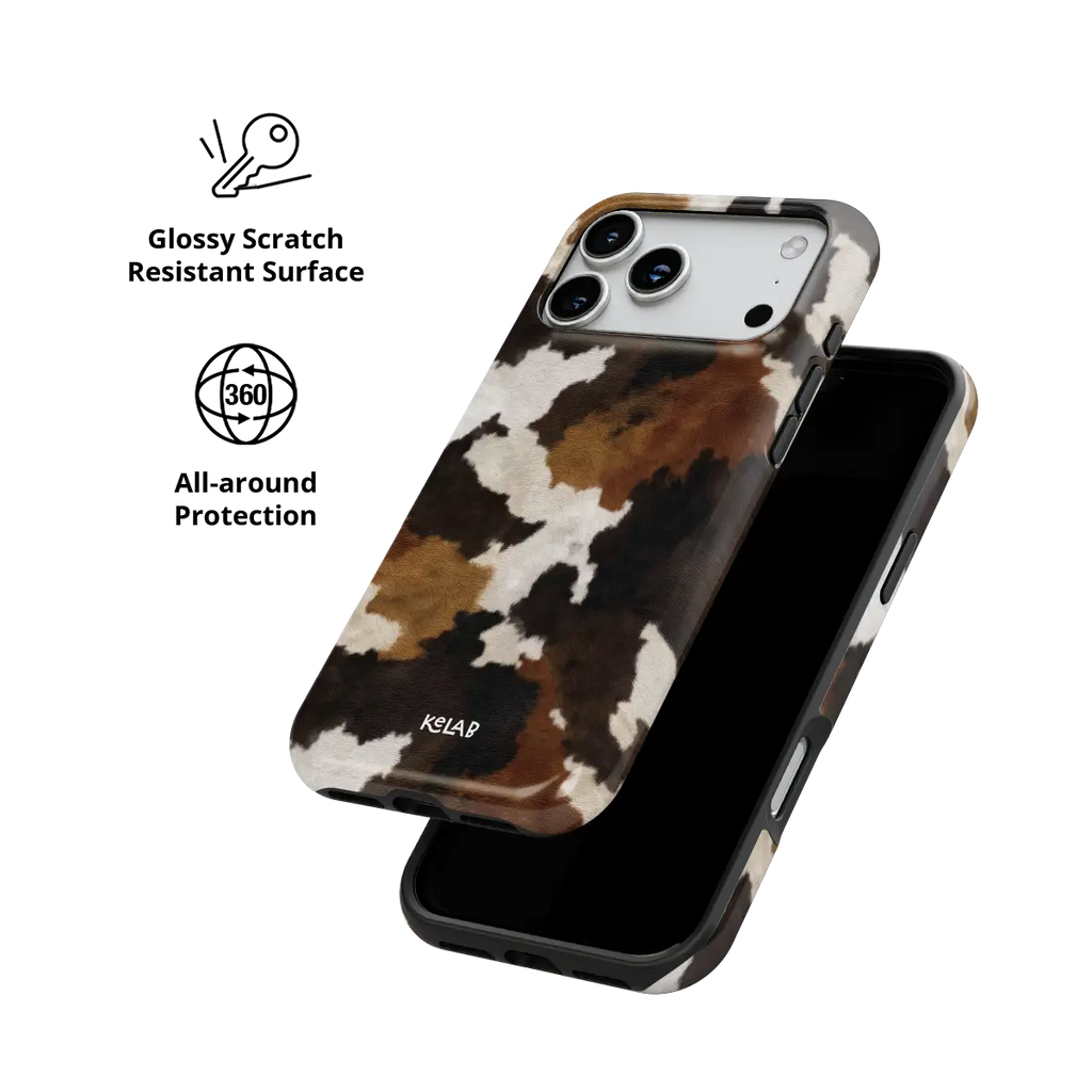 Cattle Drive | Brown & Black Cow Print iPhone Case