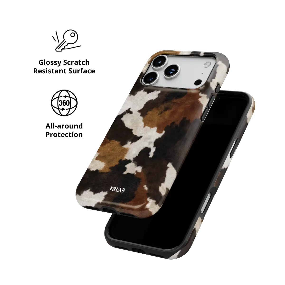 Cattle Drive | Brown & Black Cow Print iPhone Case
